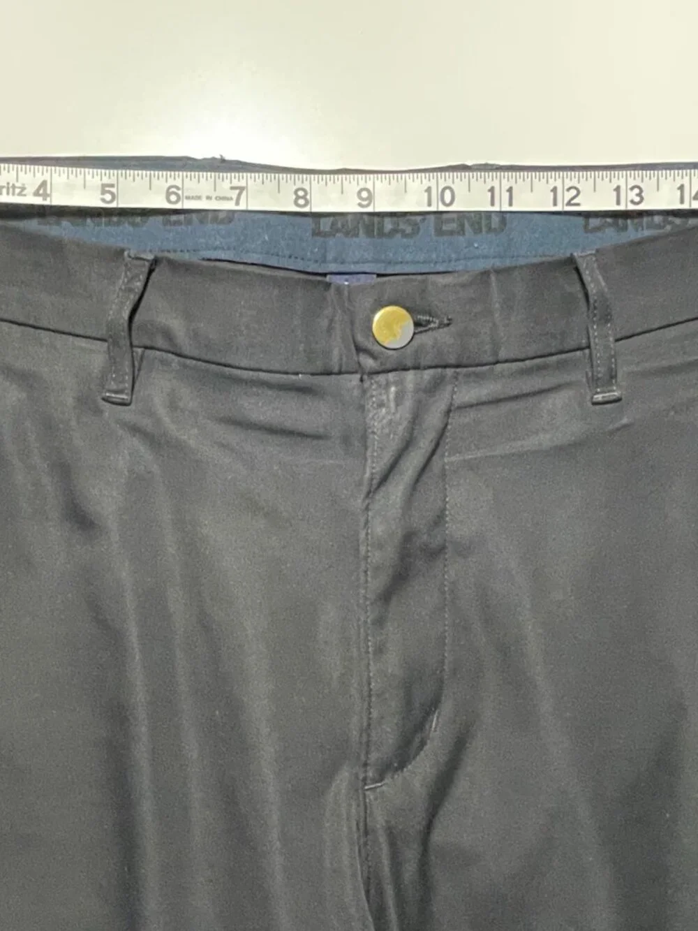 Lands’ End Men’s Black Dress Pants Size 35 Traditional Fit Polyester Great